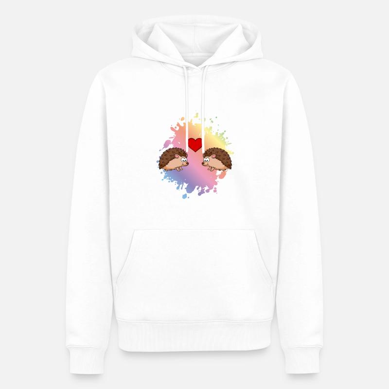Hérisson Couple Comic Amour - Sweat à capuche Premium bio Homme - blanc