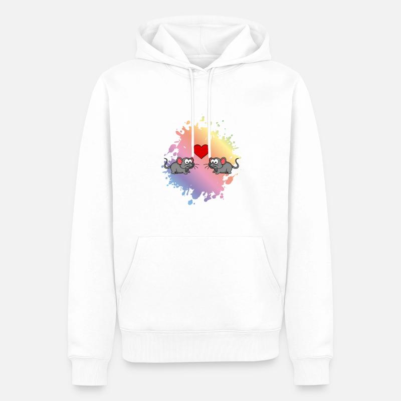 Maus Comic Paar Liebe - Männer Premium Bio Hoodie - Weiß