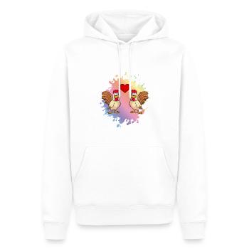Hahn Comic Paar Liebe - Männer Premium Bio Hoodie - Weiß - Vorne - Nico (187cm)