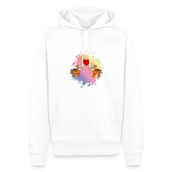 Tiger Comic Paar Liebe - Männer Premium Bio Hoodie - Weiß - Vorne - Nico (187cm)