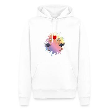 Ostrich Comic Couple Love - Men’s Premium Organic Hoodie - white - Front - Nico (187cm)