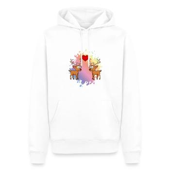Hirsch Comic Paar Liebe - Männer Premium Bio Hoodie - Weiß - Vorne - Nico (187cm)
