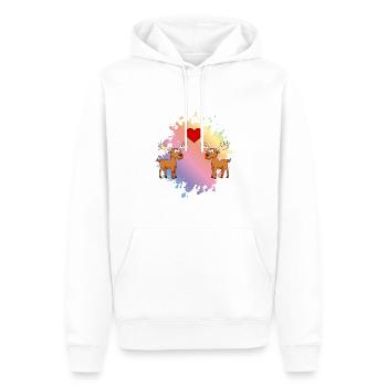 Elch Comic Paar Liebe - Männer Premium Bio Hoodie - Weiß - Vorne - Nico (187cm)