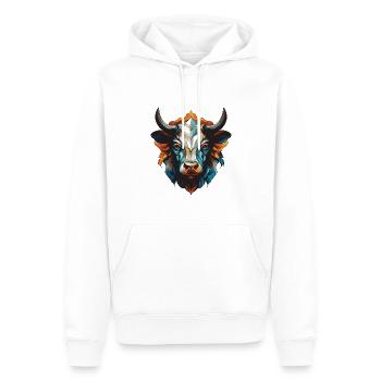 Bulle Portrait Taurus - Männer Premium Bio Hoodie - Weiß - Vorne - Nico (187cm)