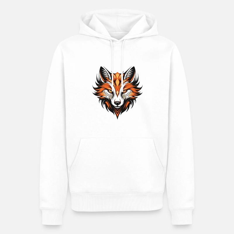 Fuchs Portrait - Männer Premium Bio Hoodie - Weiß