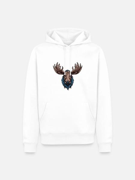 Elch Portrait - Männer Premium Bio Hoodie - Weiß