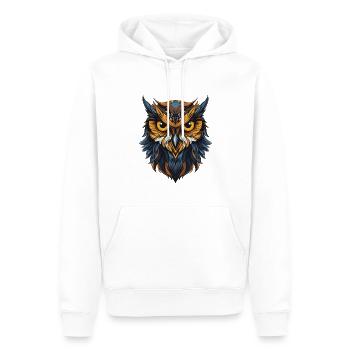 Portrait de hibou - Sweat à capuche Premium bio Homme - blanc - Devant - Nico (187cm)