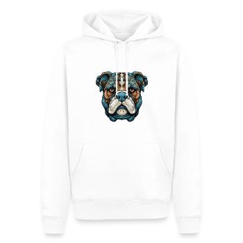 Bulldog Hund Portrait - Männer Premium Bio Hoodie - Weiß - Vorne - Nico (187cm)