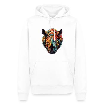 Portrait de rhinocéros - Sweat à capuche Premium bio Homme - blanc - Devant - Nico (187cm)