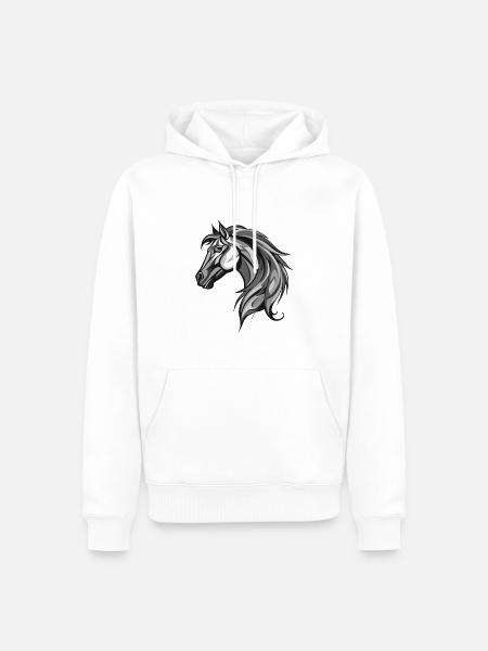 Pferd Portrait Tier - Männer Premium Bio Hoodie - Weiß