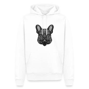 Chien bouledogue français Portrait Animal - Sweat à capuche Premium bio Homme - blanc - Devant - Nico (187cm)