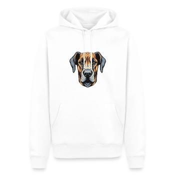 Tête de chien dogue allemand - Sweat à capuche Premium bio Homme - blanc - Devant - Nico (187cm)