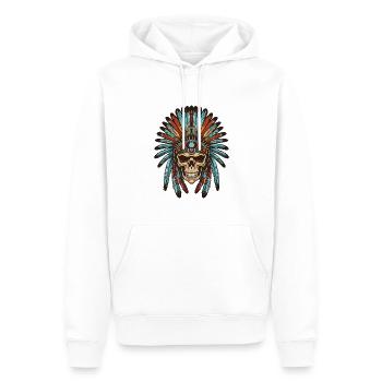 Crâne indien Apache - Sweat à capuche Premium bio Homme - blanc - Devant - Nico (187cm)