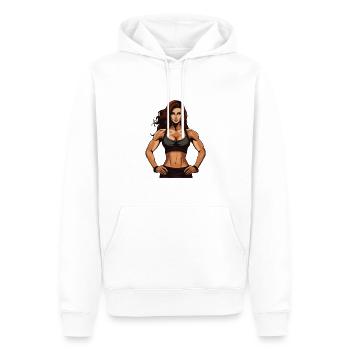 Femme Muscles Séance D’entraînement Gym Fille - Sweat à capuche Premium bio Homme - blanc - Devant - Nico (187cm)
