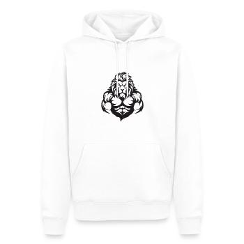 Gymnase d’entraînement Lion Muscles - Sweat à capuche Premium bio Homme - blanc - Devant - Nico (187cm)