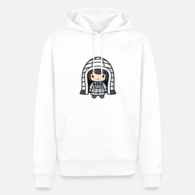Eskimo Iglu Winter Comic - Männer Premium Bio Hoodie - Weiß