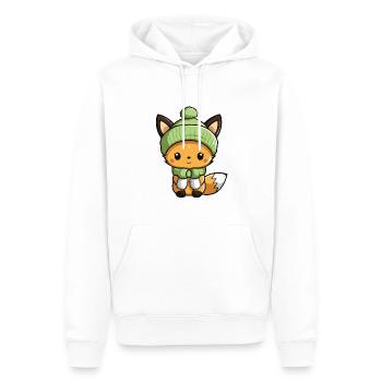 Fuchs Niedlich Winter Comic Mütze - Männer Premium Bio Hoodie - Weiß - Vorne - Nico (187cm)