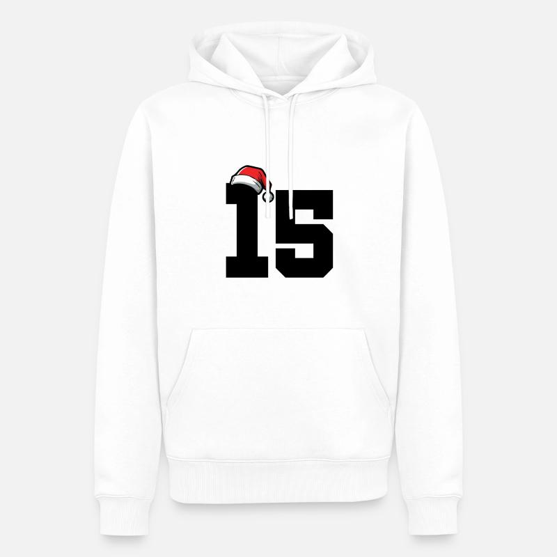 15 Numéro de Noël - Sweat à capuche Premium bio Homme - blanc