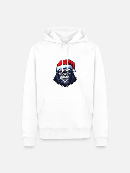 Gorilla Portrait Christmas - Men’s Premium Organic Hoodie - white