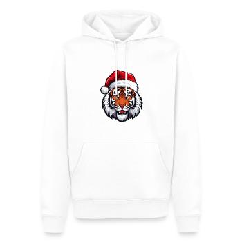 Portrait de tigre Noël - Sweat à capuche Premium bio Homme - blanc - Devant - Nico (187cm)