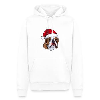 Bouledogue chien Portrait Noël - Sweat à capuche Premium bio Homme - blanc - Devant - Nico (187cm)