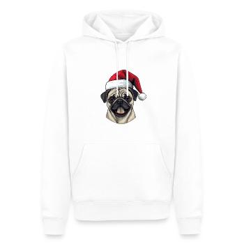 Pug Hund Mops Kopf Weihnachten Portät - Männer Premium Bio Hoodie - Weiß - Vorne - Nico (187cm)