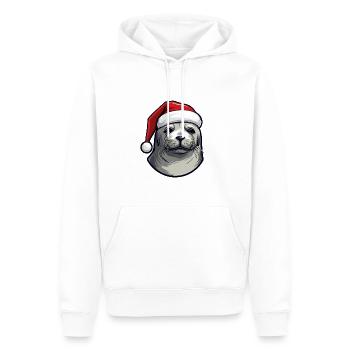 Robbe Seehund Weihnachten Portät - Männer Premium Bio Hoodie - Weiß - Vorne - Nico (187cm)