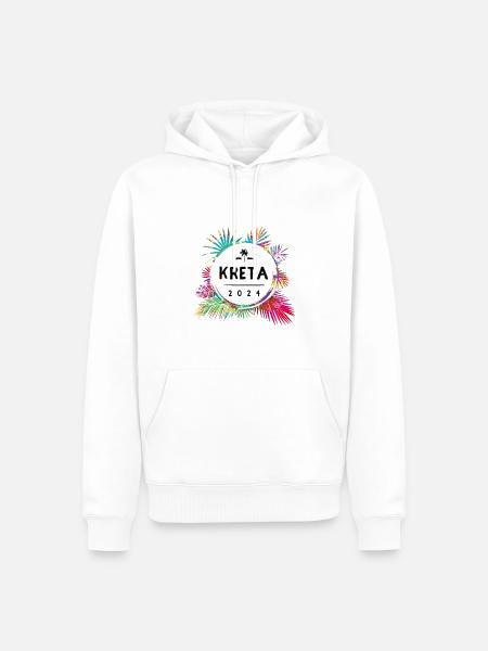 Kreta 2024 Bunt - Männer Premium Bio Hoodie - Weiß