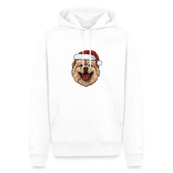 Chow Chow Chien Noël Drôle Noël - Sweat à capuche Premium bio Homme - blanc - Devant - Nico (187cm)