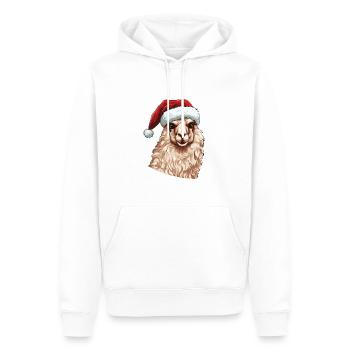Alpaga Noël Portrait Lama Noël - Sweat à capuche Premium bio Homme - blanc - Devant - Nico (187cm)