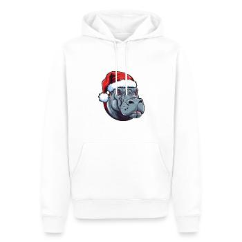 Hippopotame Noël Animal Portrait Noël - Sweat à capuche Premium bio Homme - blanc - Devant - Nico (187cm)