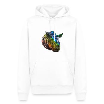 Tête de rhinocéros colorée - Sweat à capuche Premium bio Homme - blanc - Devant - Nico (187cm)