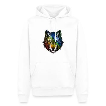 Wolf Kopf Bunt - Männer Premium Bio Hoodie - Weiß - Vorne - Nico (187cm)