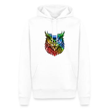 Eule Portrait Bunt - Männer Premium Bio Hoodie - Weiß - Vorne - Nico (187cm)