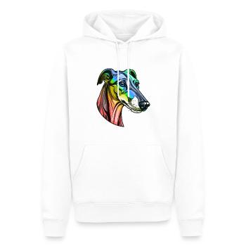 Tête de chien lévrier coloré - Sweat à capuche Premium bio Homme - blanc - Devant - Nico (187cm)