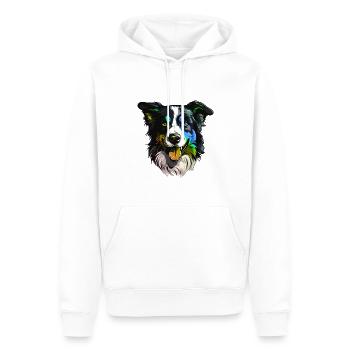 Border Collie Tête De Chien Coloré - Sweat à capuche Premium bio Homme - blanc - Devant - Nico (187cm)