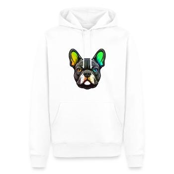 Französische Bulldogge Hund Kopf Bunt - Männer Premium Bio Hoodie - Weiß - Vorne - Nico (187cm)