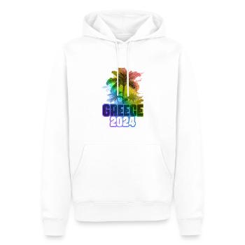Grèce 2024 Vacances Palmiers Multicolores - Sweat à capuche Premium bio Homme - blanc - Devant - Nico (187cm)