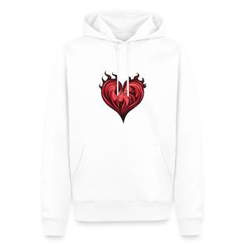 Coeur, Flamme, Feu, Amour - Sweat à capuche Premium bio Homme - blanc - Devant - Nico (187cm)