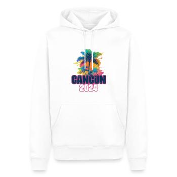Cancun 2024 Urlaub Palmen Klecks - Männer Premium Bio Hoodie - Weiß - Vorne - Nico (187cm)