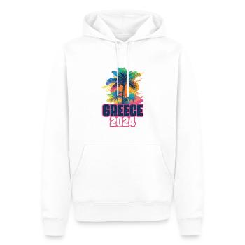 Greece 2024 Urlaub Palmen Klecks - Männer Premium Bio Hoodie - Weiß - Vorne - Nico (187cm)