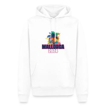 Mallorca 2024 Urlaub Palmen Klecks - Männer Premium Bio Hoodie - Weiß - Vorne - Nico (187cm)