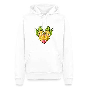 Maïs Couple Amour Coeur Saint Valentin - Sweat à capuche Premium bio Homme - blanc - Devant - Nico (187cm)