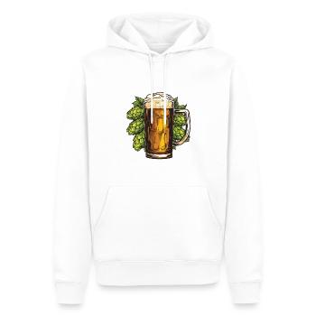 Verre à bière, houblon, malt, bière - Sweat à capuche Premium bio Homme - blanc - Devant - Nico (187cm)