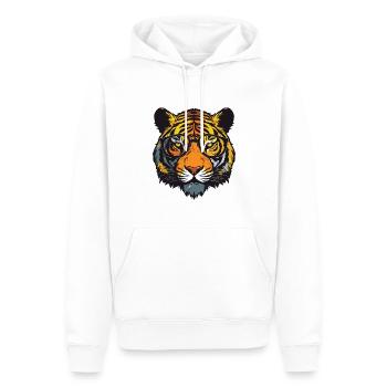 Tiger Kopf Porträt Cool - Männer Premium Bio Hoodie - Weiß - Vorne - Nico (187cm)