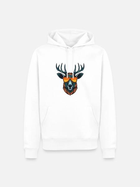 Deer Head Portrait Cool - Men’s Premium Organic Hoodie - white