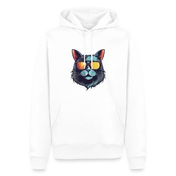 Portrait De Tête De Chat Cool - Sweat à capuche Premium bio Homme - blanc - Devant - Nico (187cm)