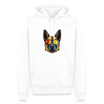 Portrait de tête de berger allemand Cool - Sweat à capuche Premium bio Homme - blanc - Devant - Nico (187cm)