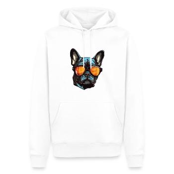 Portrait de tête de chien bouledogue français - Sweat à capuche Premium bio Homme - blanc - Devant - Nico (187cm)