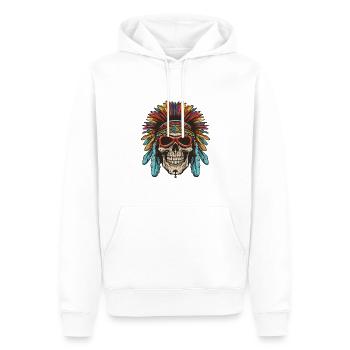 Crâne Apache amérindien - Sweat à capuche Premium bio Homme - blanc - Devant - Nico (187cm)